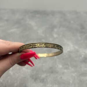 Vintage Mexico Gold Plated Silver Greek Bangle Bracelet Jewelry Men Womens
